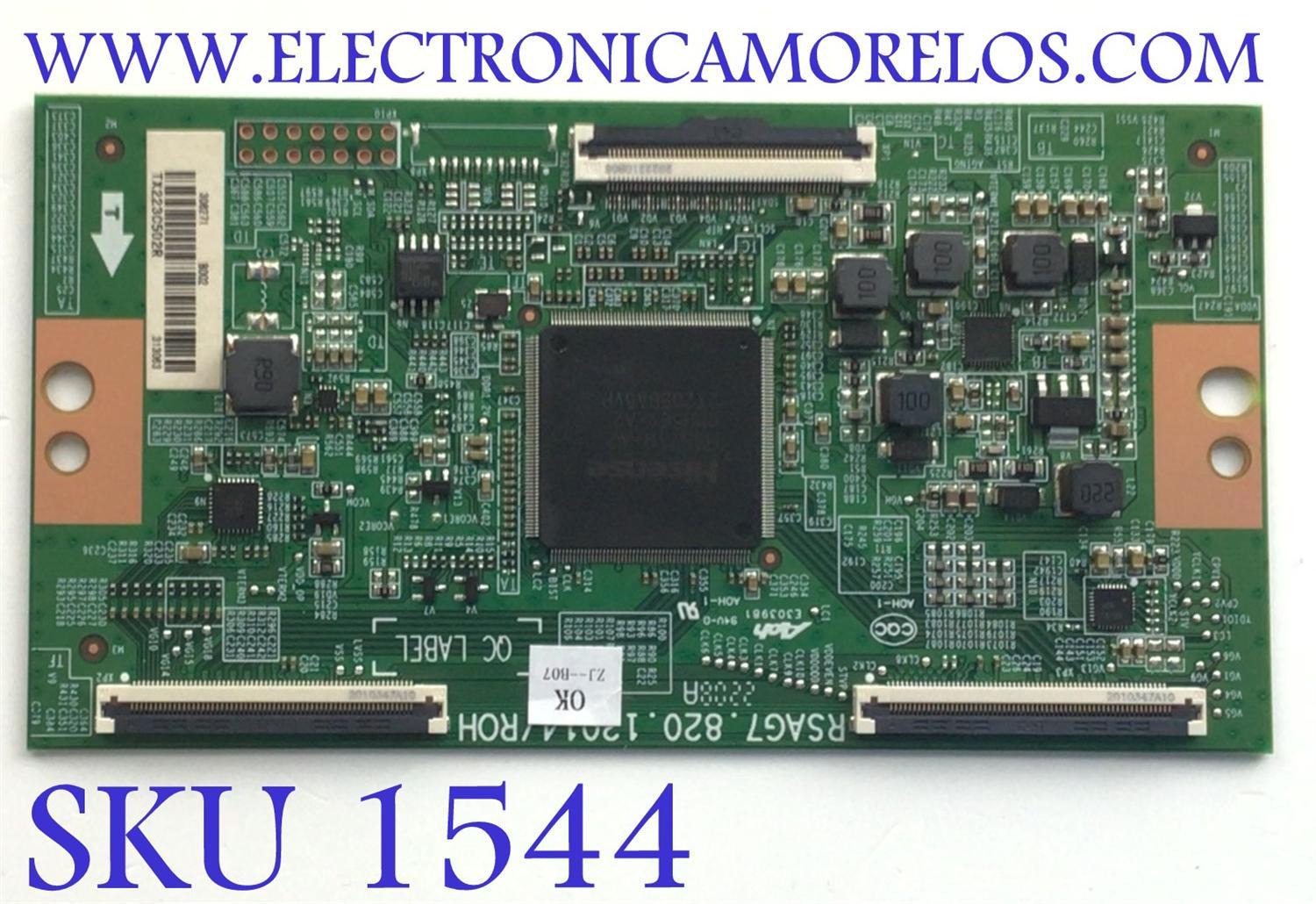 T-CON PARA TV TOSHIBA / HISENSE / NUMERO DE PARTE 308271 / RSAG7.820.12014/ROH / 313063 / PANEL HD750Y1U72-TBL2K2\S0\GM\MCKD3A\ROH / DISPLAY HV750QUB-F91 / MODELOS 75C350KU 75C350U / 75R6E4 / 75R6030K